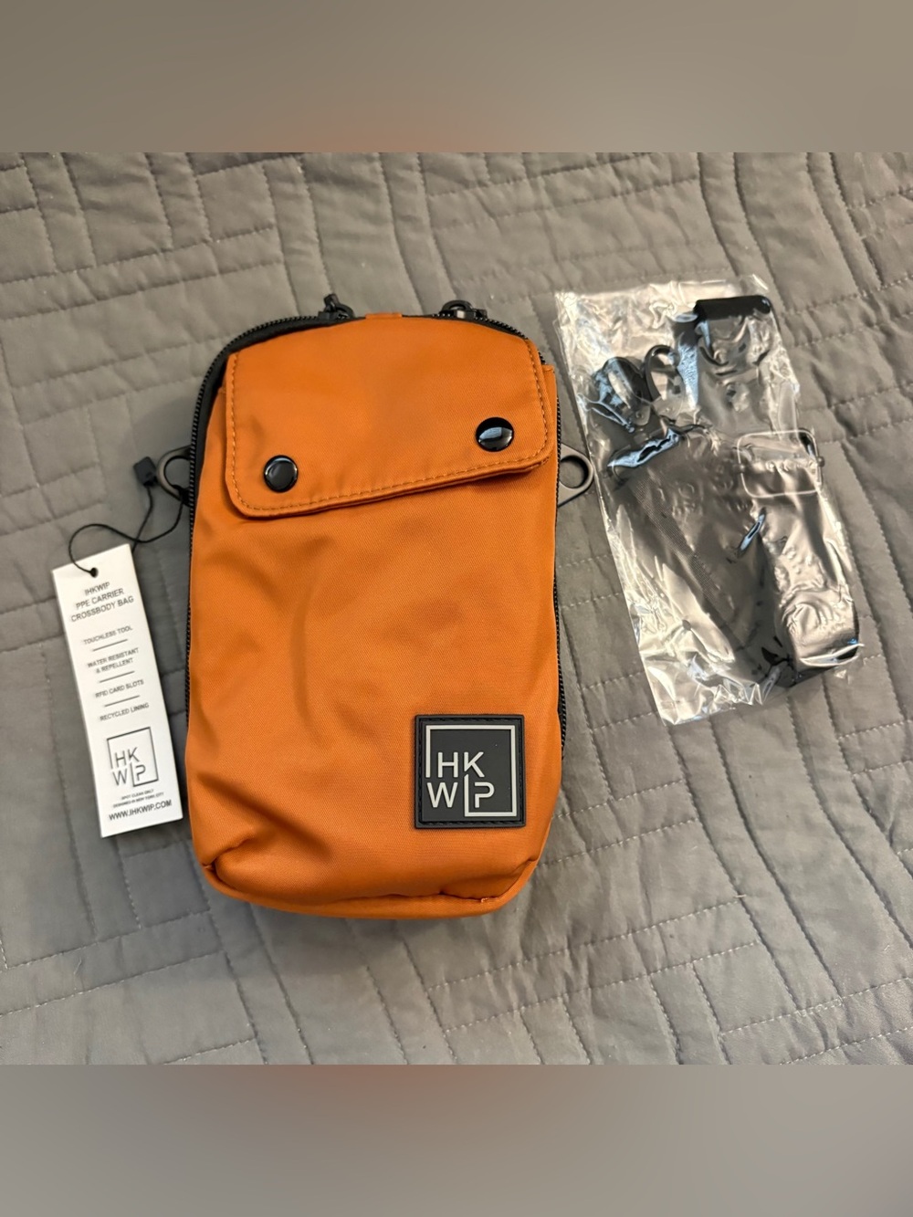 IHKWIP Nylon PPE Carrier Crossbody Bag Purse Warm Caramel Orange New